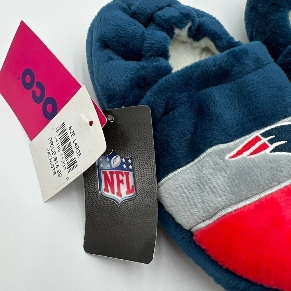 FOCO Boy's NFL Team Logo Plush Kid's Slippers NWT